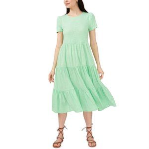 Riley & Rae Womens Lacey Tiered Puff-Sleeve Dress